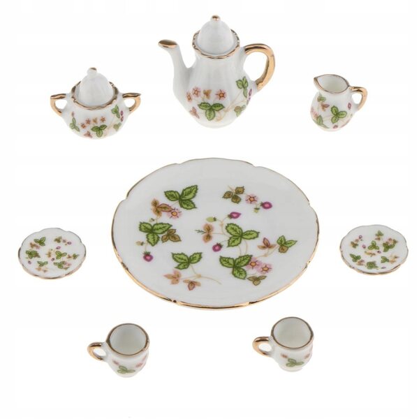 Set Miniatura 8 pezzi in Ceramica per Tè 1/12 Casa delle Bambole