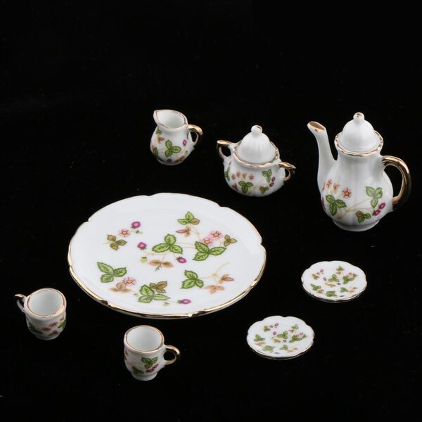 Miniatur-Set 8-teilig aus Keramik Tee 1/12 Puppenhaus