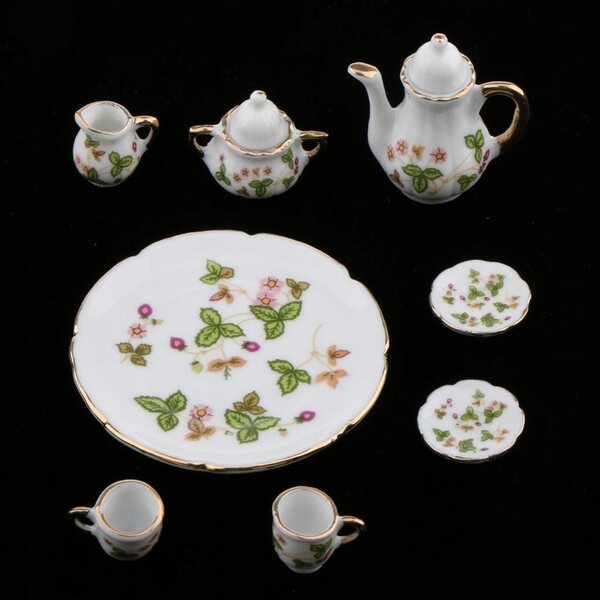 Miniatur-Set 8-teilig aus Keramik Tee 1/12 Puppenhaus