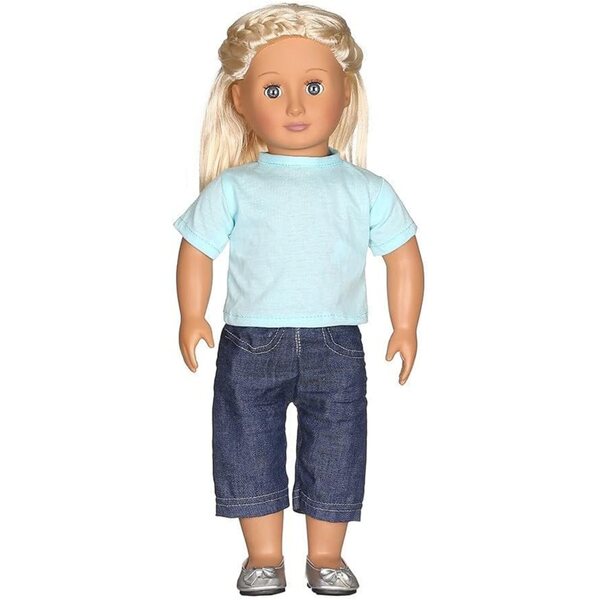 Lässiges Outfit für amerikanische Puppen 46 cm – kurzärmeliges Oberteil und Hose