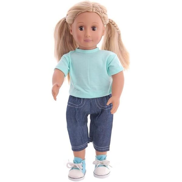Lässiges Outfit für amerikanische Puppen 46 cm – kurzärmeliges Oberteil und Hose