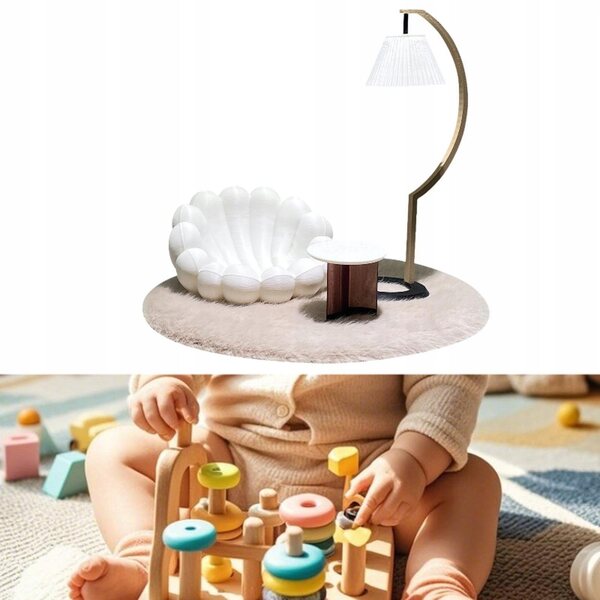 1:12 Puppenhaus-Miniaturmöbel-Set mit Sofa, Lampe und Couchtisch