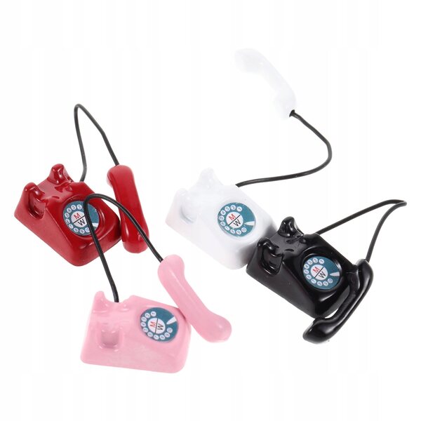 Set 4 Mini Telefoni Vintage in Metallo per Decorazioni Domini delle Bambole