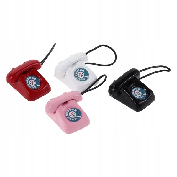 Set 4 Mini Telefoni Vintage in Metallo per Decorazioni Domini delle Bambole