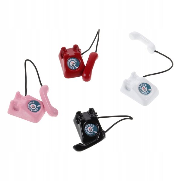 Set 4 Mini Telefoni Vintage in Metallo per Decorazioni Domini delle Bambole