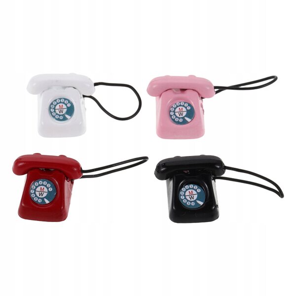 Set 4 Mini Telefoni Vintage in Metallo per Decorazioni Domini delle Bambole
