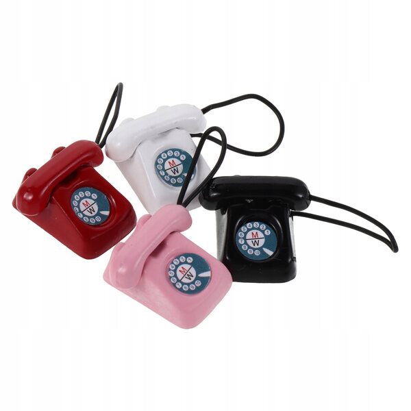 Set 4 Mini Telefoni Vintage in Metallo per Decorazioni Domini delle Bambole