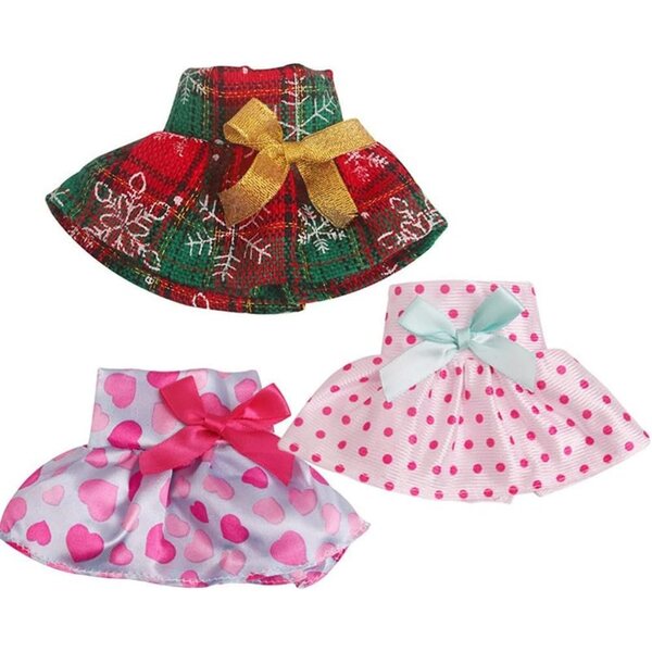 3er-Set Weihnachtskleidung für Puppen 15-17 cm. Festliches Kostümzubehör