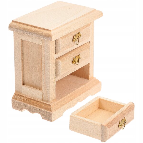 Stolik Notturno Miniatura in Legno Khaki per Casa delle Bambole