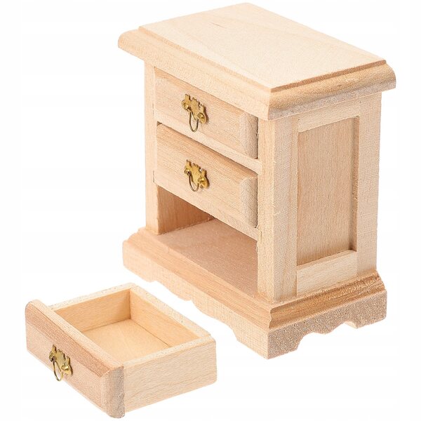 Stolik Notturno Miniatura in Legno Khaki per Casa delle Bambole