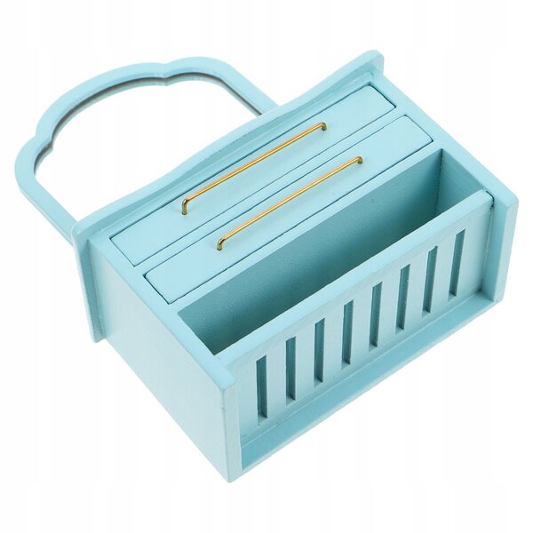 Mini Comodino Blu con Specchio in Legno per Casa delle Bambole - Decorazione Bagno
