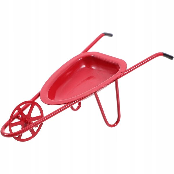 Mini carretto rosso in ferro per decorare casa e giardino, modello artigianale
