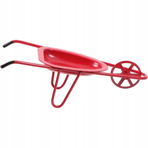 Mini carretto rosso in ferro per decorare casa e giardino, modello artigianale