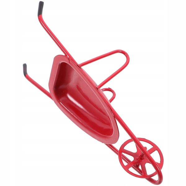 Mini carretto rosso in ferro per decorare casa e giardino, modello artigianale
