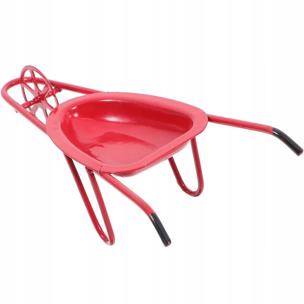 Mini carretto rosso in ferro per decorare casa e giardino, modello artigianale