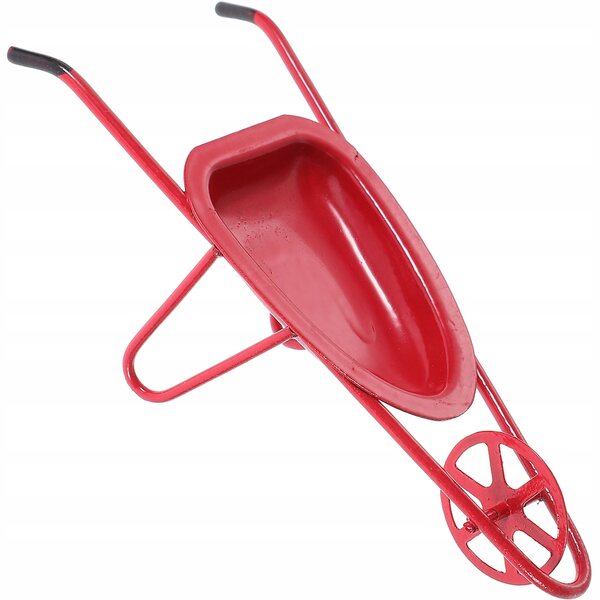 Mini carretto rosso in ferro per decorare casa e giardino, modello artigianale