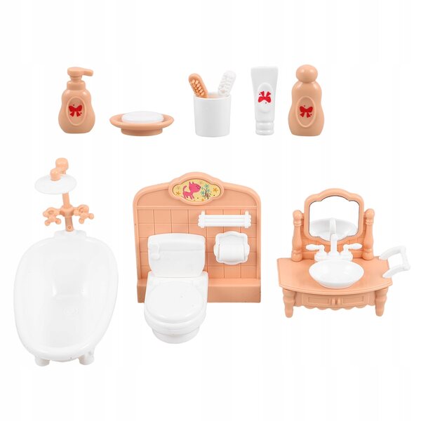 Miniatuur badkamermeubelset voor poppenhuizen, realistisch en kleurrijk ontwerp