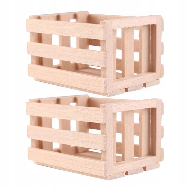 Mini cestini decorativi in legno per casa delle bambole - set 2 pezzi