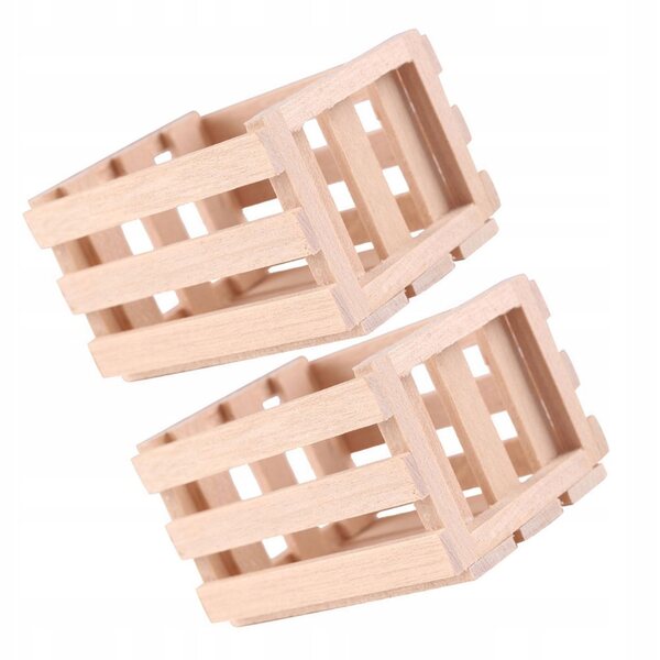 Mini cestini decorativi in legno per casa delle bambole - set 2 pezzi