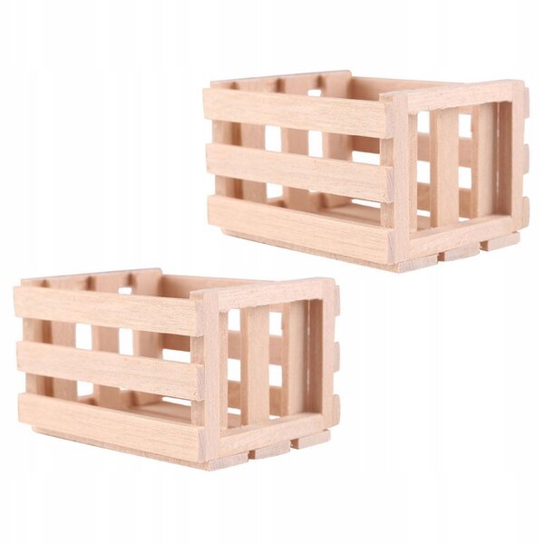 Mini cestini decorativi in legno per casa delle bambole - set 2 pezzi