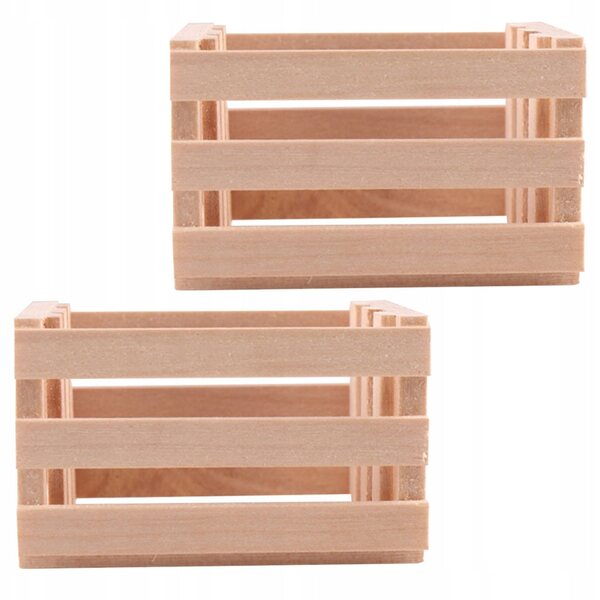 Mini cestini decorativi in legno per casa delle bambole - set 2 pezzi