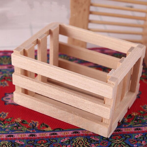 Mini cestini decorativi in legno per casa delle bambole - set 2 pezzi