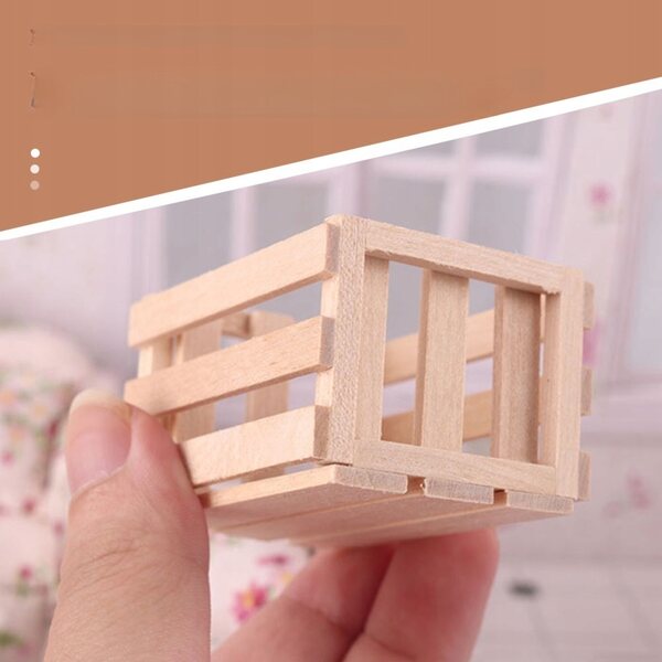 Mini cestini decorativi in legno per casa delle bambole - set 2 pezzi