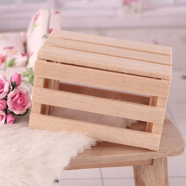 Mini cestini decorativi in legno per casa delle bambole - set 2 pezzi