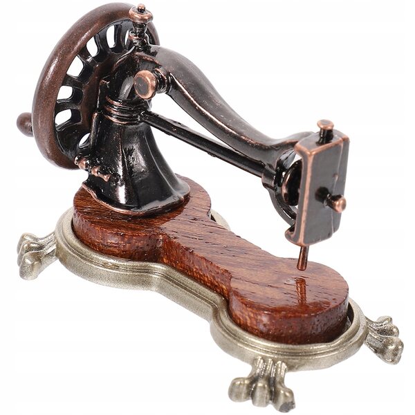Miniatura macchina da cucire in legno e lega di zinco per casa delle bambole