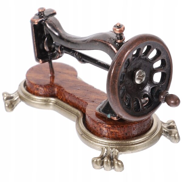 Miniatura macchina da cucire in legno e lega di zinco per casa delle bambole