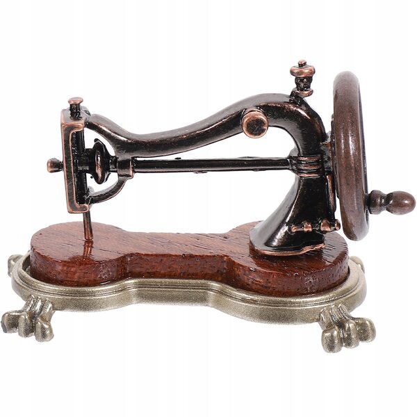Miniatura macchina da cucire in legno e lega di zinco per casa delle bambole