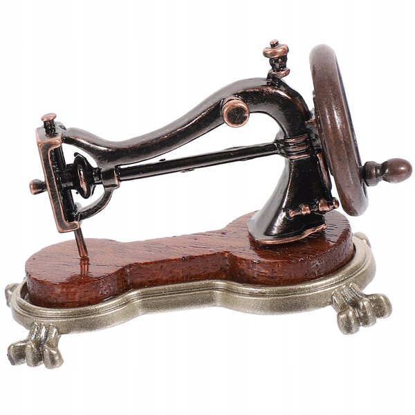 Miniatura macchina da cucire in legno e lega di zinco per casa delle bambole