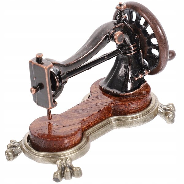 Miniatura macchina da cucire in legno e lega di zinco per casa delle bambole
