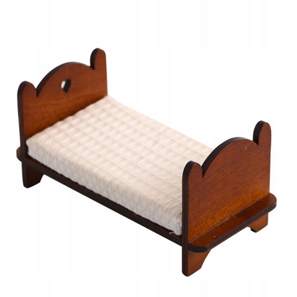 Letto in Legno Vintage per Casa delle Bambole Scala 1:12, Miniatura Elegante