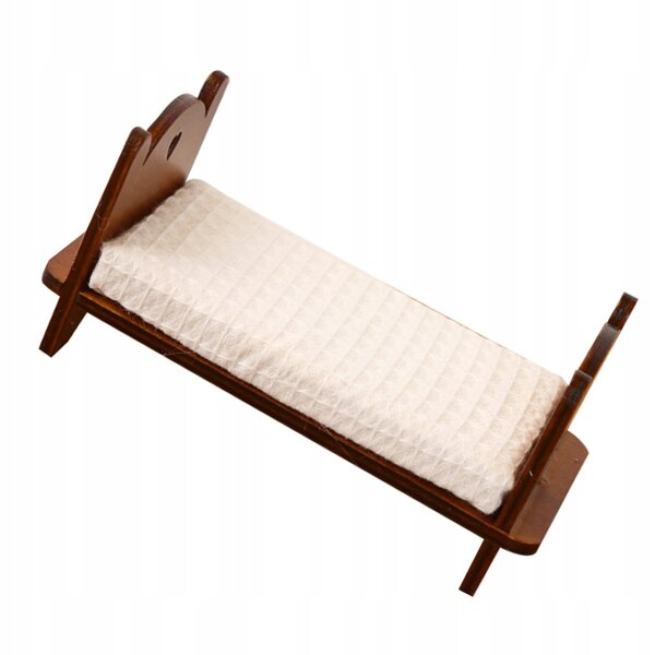 Letto in Legno Vintage per Casa delle Bambole Scala 1:12, Miniatura Elegante