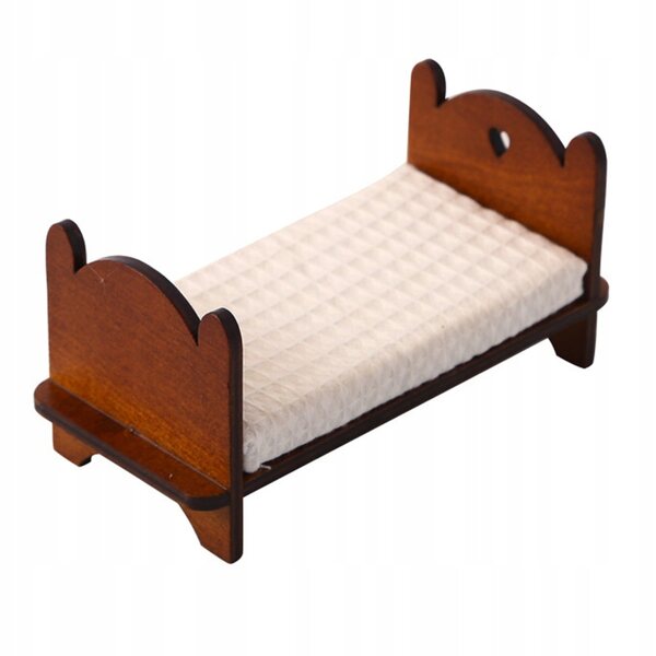 Letto in Legno Vintage per Casa delle Bambole Scala 1:12, Miniatura Elegante