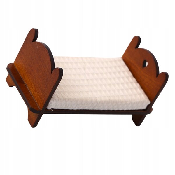 Letto in Legno Vintage per Casa delle Bambole Scala 1:12, Miniatura Elegante