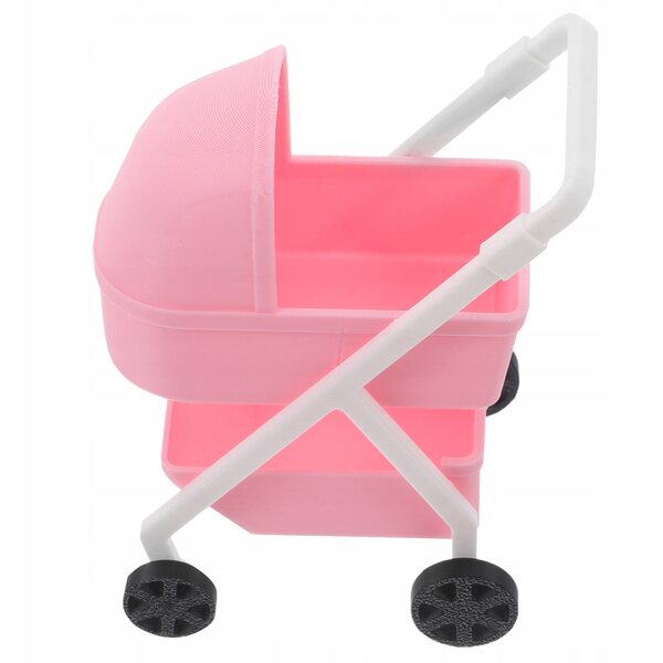 Mini Passeggino per Bambole rosa in plastica realistica 9,5x7,5x5,5 cm