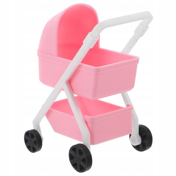 Mini Passeggino per Bambole rosa in plastica realistica 9,5x7,5x5,5 cm