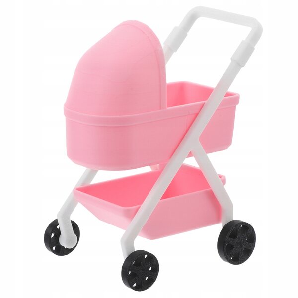 Mini Passeggino per Bambole rosa in plastica realistica 9,5x7,5x5,5 cm