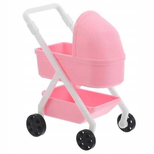 Mini Passeggino per Bambole rosa in plastica realistica 9,5x7,5x5,5 cm