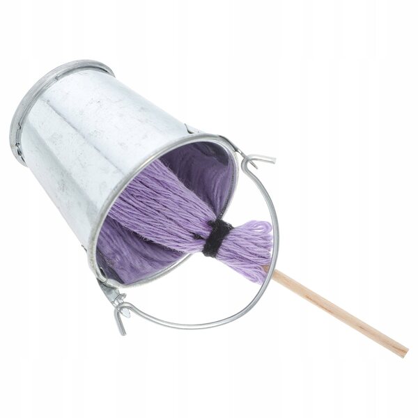 Mini mop e secchio in metallo per decorare casa delle bambole, set resistente e dettagliato