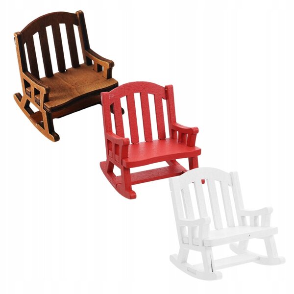 Set 3 Mini Sedie in Legno per Casa delle Bambole e Decorazioni Scenografiche