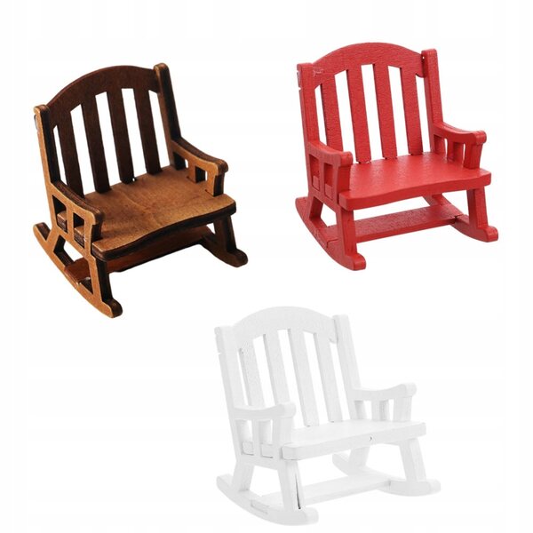 Set 3 Mini Sedie in Legno per Casa delle Bambole e Decorazioni Scenografiche