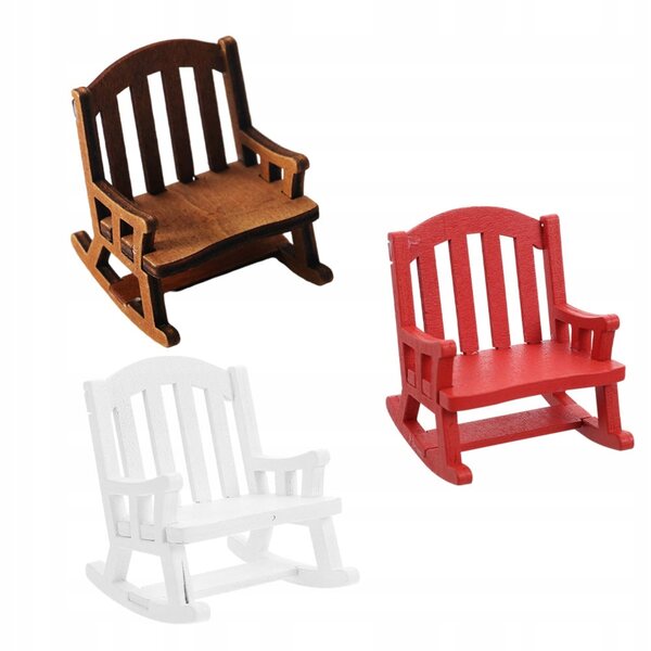 Set 3 Mini Sedie in Legno per Casa delle Bambole e Decorazioni Scenografiche