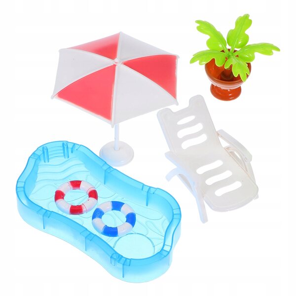 Miniatur-Pool- und Strandzubehör-Set für mehrfarbige Puppenhäuser