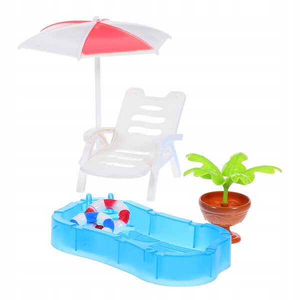 Miniatur-Pool- und Strandzubehör-Set für mehrfarbige Puppenhäuser
