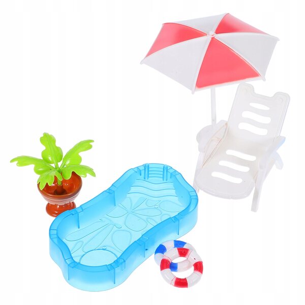 Miniatur-Pool- und Strandzubehör-Set für mehrfarbige Puppenhäuser