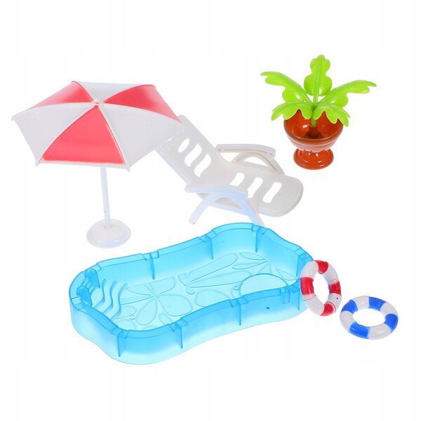 Miniatur-Pool- und Strandzubehör-Set für mehrfarbige Puppenhäuser