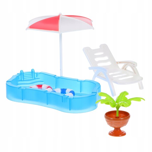 Miniatur-Pool- und Strandzubehör-Set für mehrfarbige Puppenhäuser
